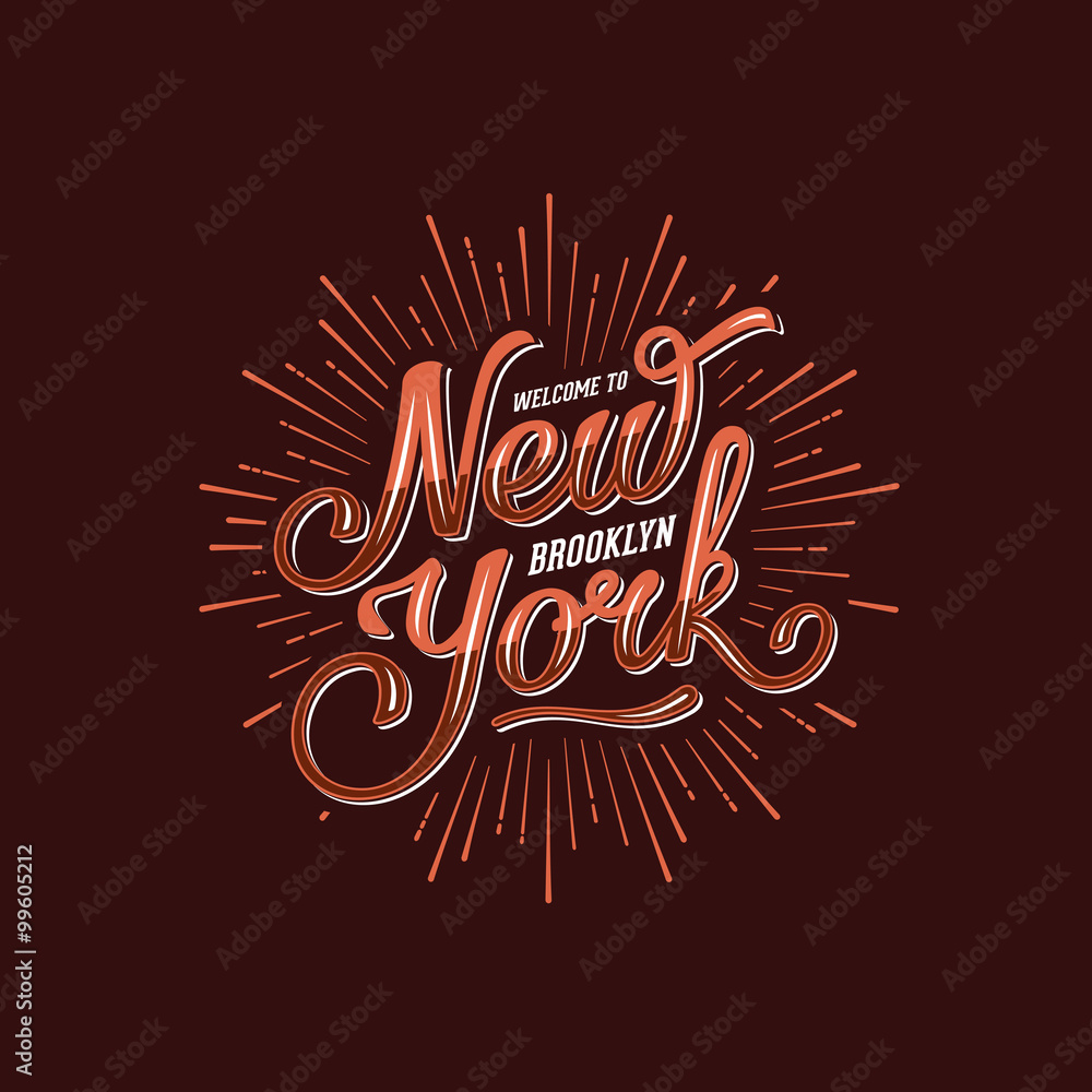 Canvas Prints New York Lettering Brown