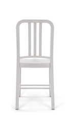White Plastic Outdoor Chair on White Background, Back View