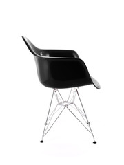 Black Shiny Plastic Chair with Metal Legs, Side View