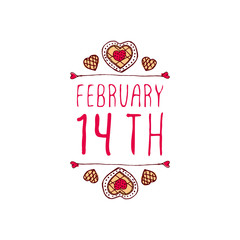 Vector handdrawn badge for Saint Valentine's day