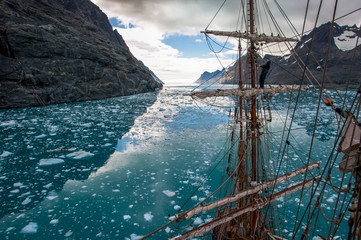 stunning scenery from a tallship in South Georgia Island, sub-Antarctic © flyingwalrus