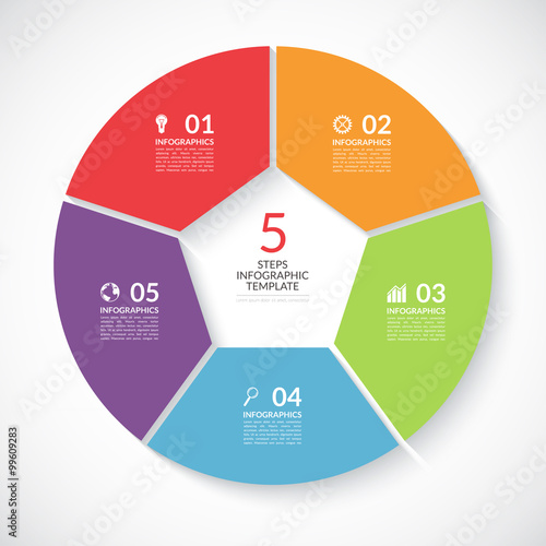 "Infographic circle banner. Vector template with 5 steps ...