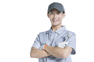 Repairman holding a spanner