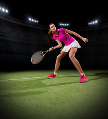 Fototapeta na wymiar Young woman tennis player