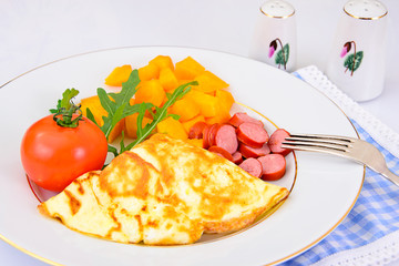 Healthy and Diet Food: Scrambled Eggs with Vegetables