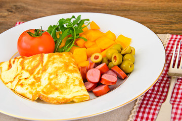 Healthy and Diet Food: Scrambled Eggs with Vegetables