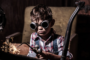 Children mechanics, bicycle repair