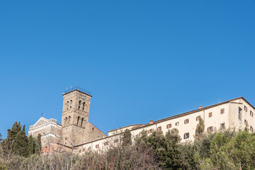 Fototapeta na wymiar The Basilica of Santa Margherita is located high in the town of Cortona and inside costodisce the relics of the Holy