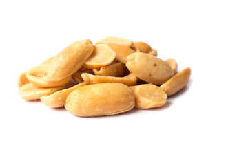 salted nuts on white background