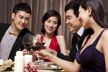 Young people having dinner