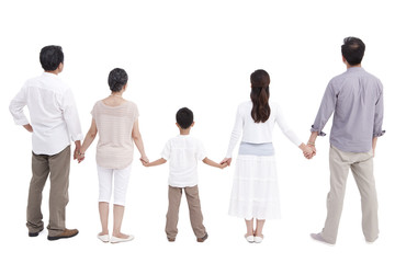 Naklejka premium Family looking at view, rear view