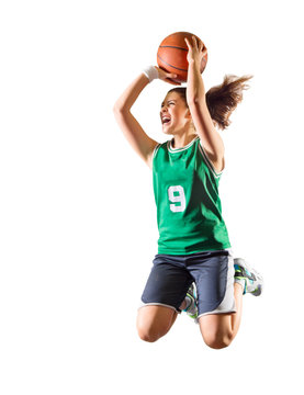 Young girl basketball player