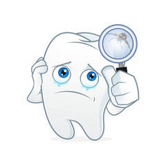 Tooth cartoon mascot had toothache