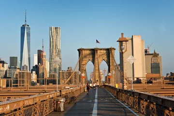 Türaufkleber New York Blick auf Manhattan von der Brooklyn Bridge