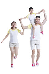 Obraz premium Son sitting on his father's shoulder