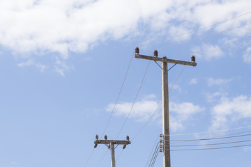 electricity pole with the cloud sky