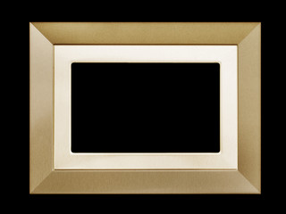 Metallic gold effect picture frame isolated  on black.