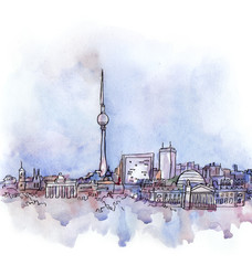 the view of Berlin  watercolor of european union country isolated on the white background - 99615890