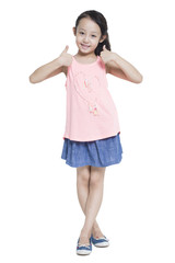 Happy girl doing thumbs up