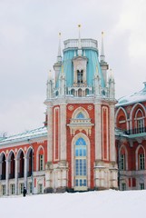 Obraz premium View of Tsaritsyno park in Moscow in winter