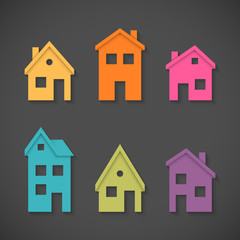 Set of colorful houses icons