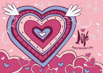 Greeting card with big heart and soft colors - Valentine's Day card concept