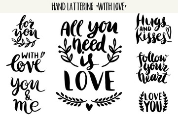 Quotes. Valentine lettering love collection. 