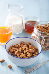 homemade healthy granola in bowl for breakfast