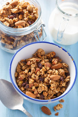 homemade healthy granola in bowl for breakfast
