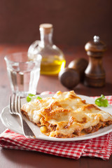 homemade italian lasagna on plate
