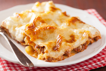 homemade italian lasagna on plate