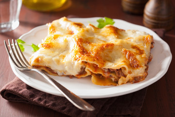 homemade italian lasagna on plate