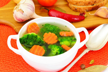 Broccoli and Carrots Soup. Diet Fitness Nutrition