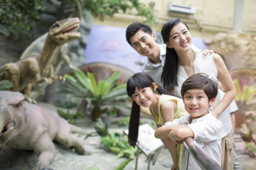 Young family in museum of natural history