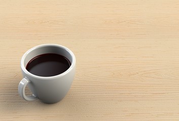 Coffee cup on wood table