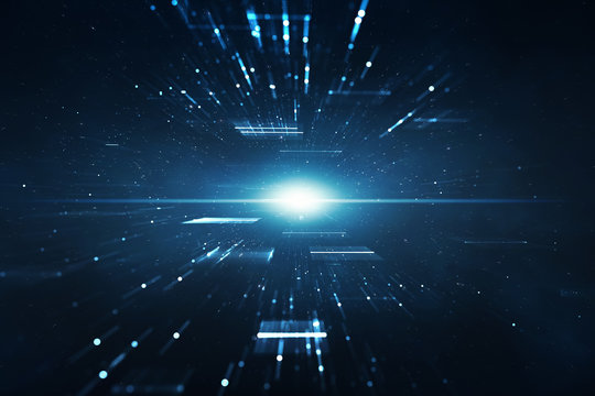 Fototapeta Abstract lens flare space or time travel concept background