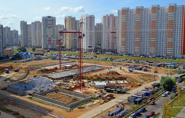 Naklejka premium Строительство здания новой школы
