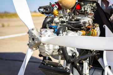 Close up of propeller and engine