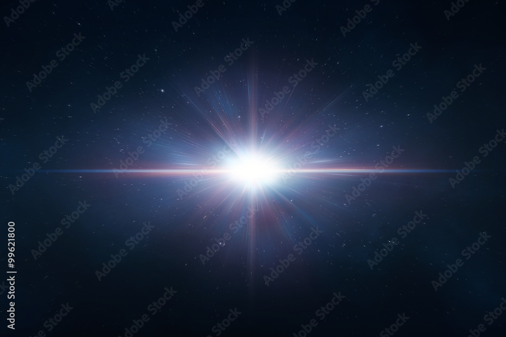 Wall mural abstract lens flare space or time travel concept background