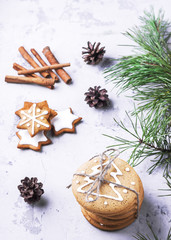 Group of christmas  cookies  on white background.