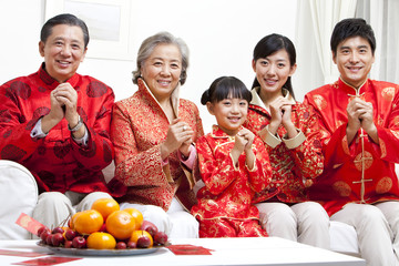 Family Celebrating Chinese New Year