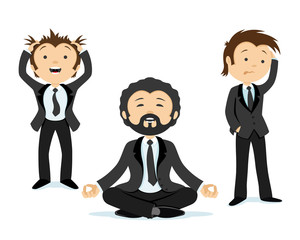 Businessman staying calm when others panic.