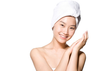 Beauty shot of a young woman in a towel