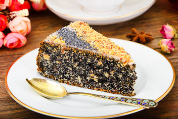 Homemade Cakes: Poppy Filling Cake on Plate