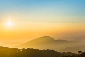 Nice sky with mountain on sunrise time