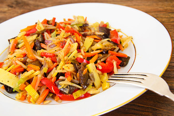 Chinese Vegetable Stew. Paprika, Peas, Carrots. Diet Food