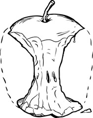Eaten Apple with Outline