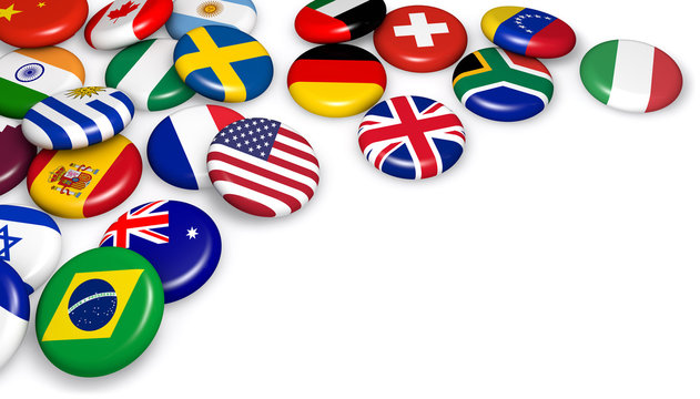 International World Flags Badges