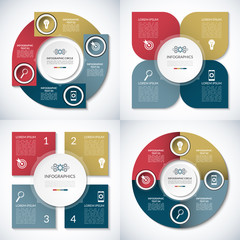 Set of business infographic circle templates. 4 step vector  banners