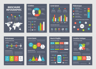Modern dark business infographic brochure template. 